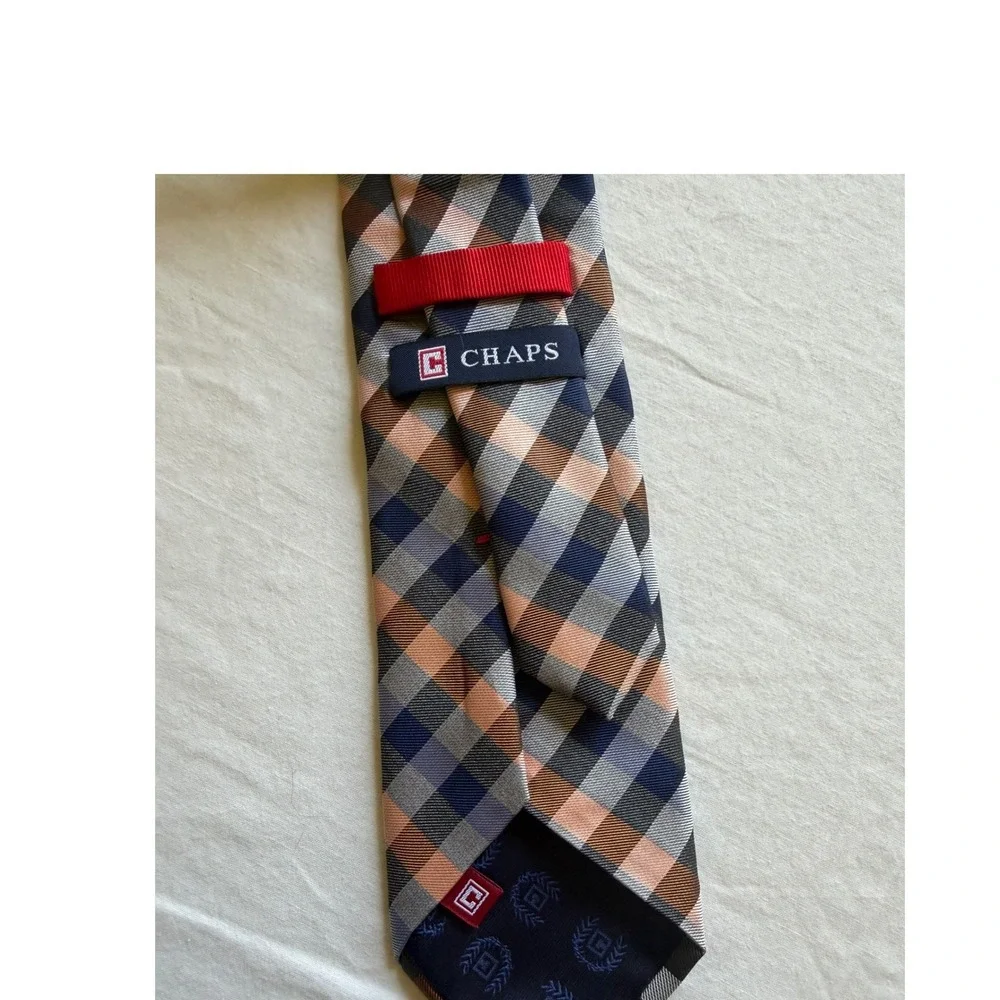 Chaps Mens Silk Necktie Ralph Lauren Plaid Check Hand Made Classic Tie Old Money